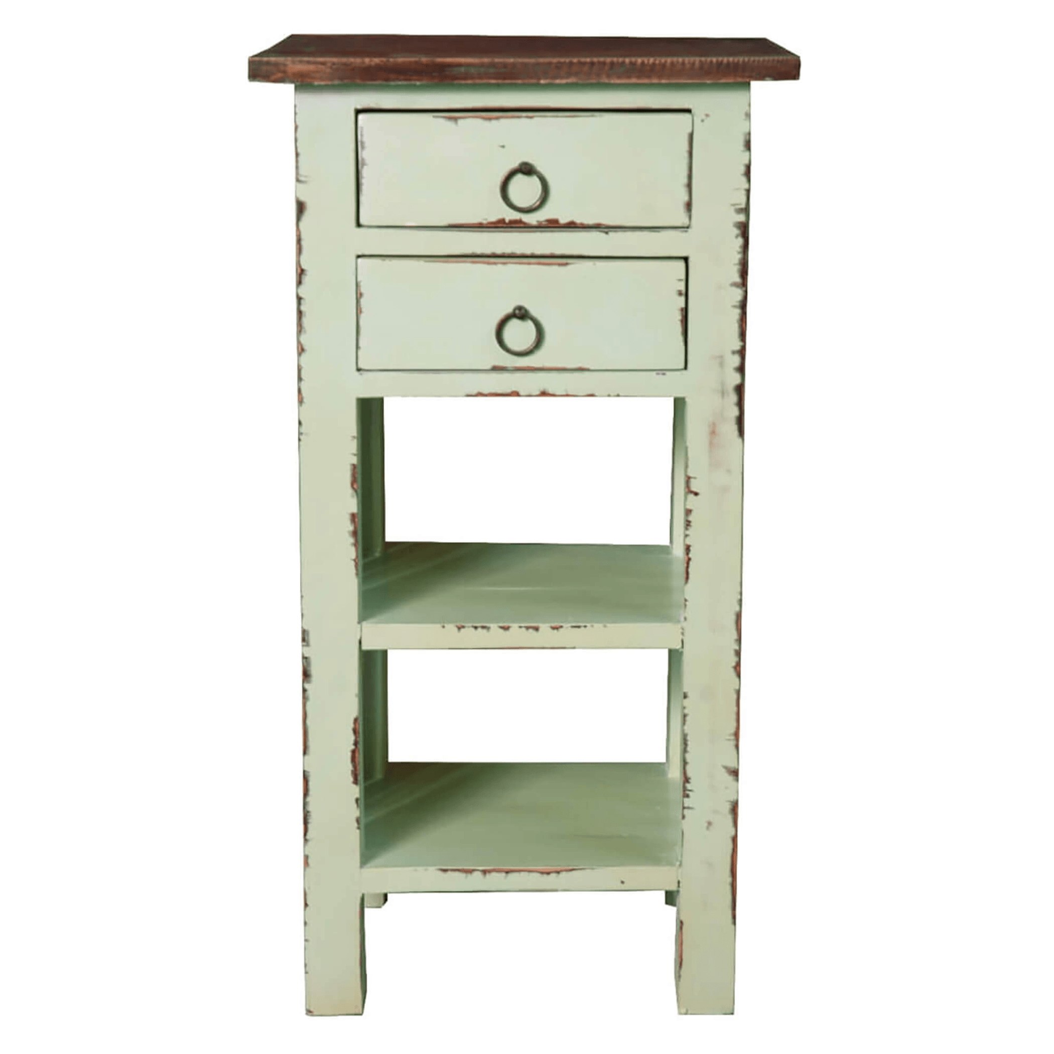 Sunset Trading Cottage End Table With Drawers And Shelves In Bahama Blue/Raftwood Brown Lootquake LLC