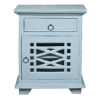 Cottage Solid Wood Side Table In Distressed Beach Blue Lootquake LLC