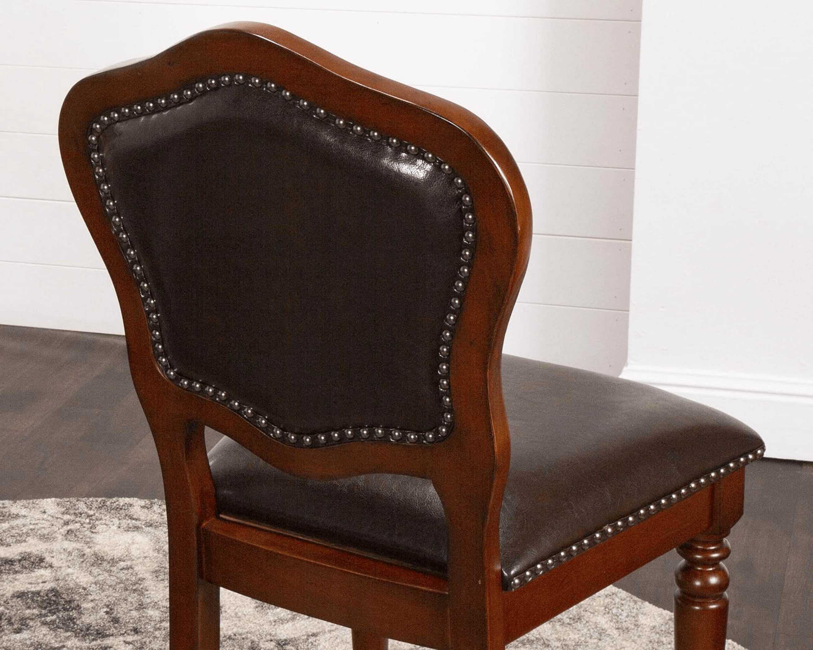 Bellagio Upholstered Barstools With Backs - Distressed Cherry Brown Wood, Set Of 2 Lootquake LLC