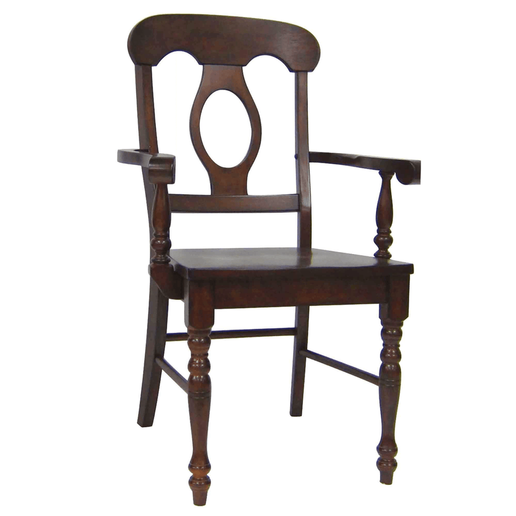 Andrews Napoleon Dining Chairs With Arms - Chestnut Brown Solid Wood (Set Of 2) Lootquake LLC