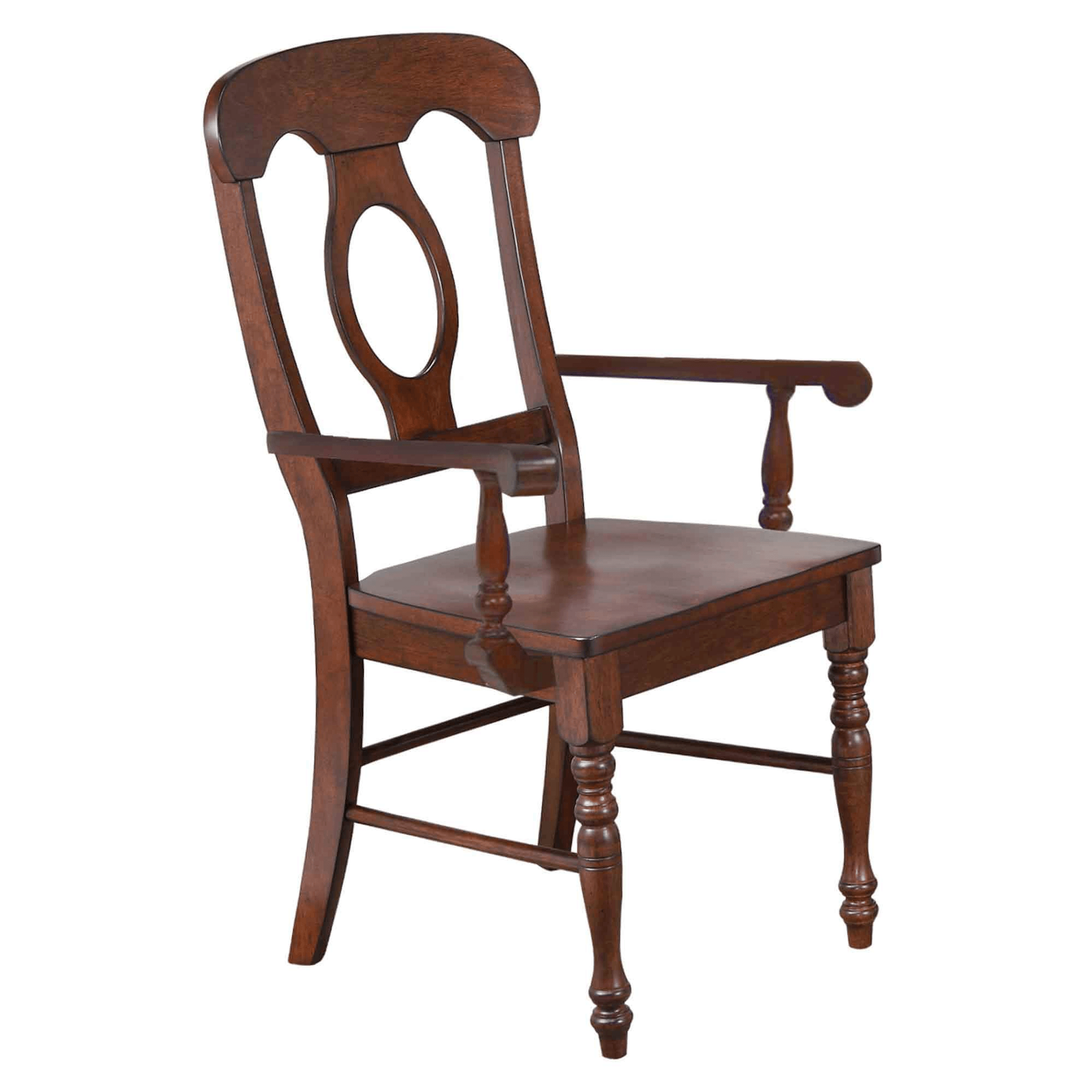 Andrews Napoleon Dining Chairs With Arms - Chestnut Brown Solid Wood (Set Of 2) Lootquake LLC