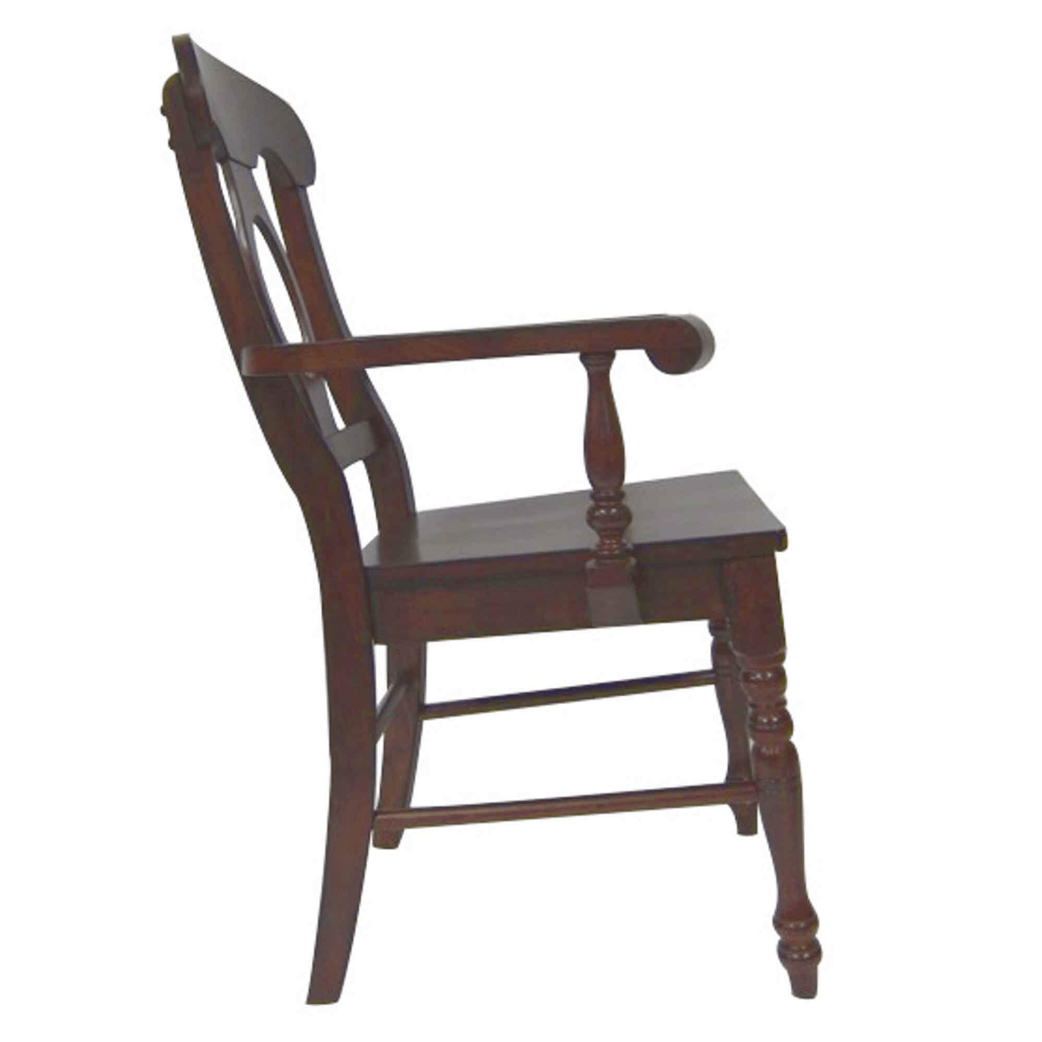 Andrews Napoleon Dining Chairs With Arms - Chestnut Brown Solid Wood (Set Of 2) Lootquake LLC