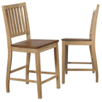 Brook Slat Back Barstool Set In Two Tone Light Brown Wood Lootquake LLC