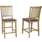 Brook Slat Back Barstool Set In Two Tone Light Brown Wood Lootquake LLC