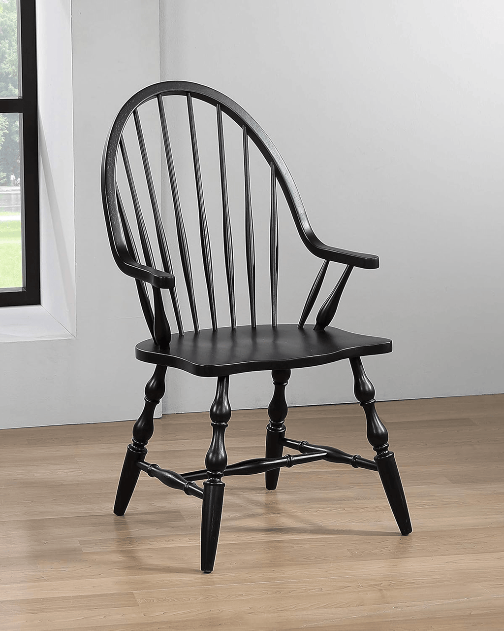 Sunset Trading Windsor Spindleback Dining Armchair In Antique Black Lootquake LLC