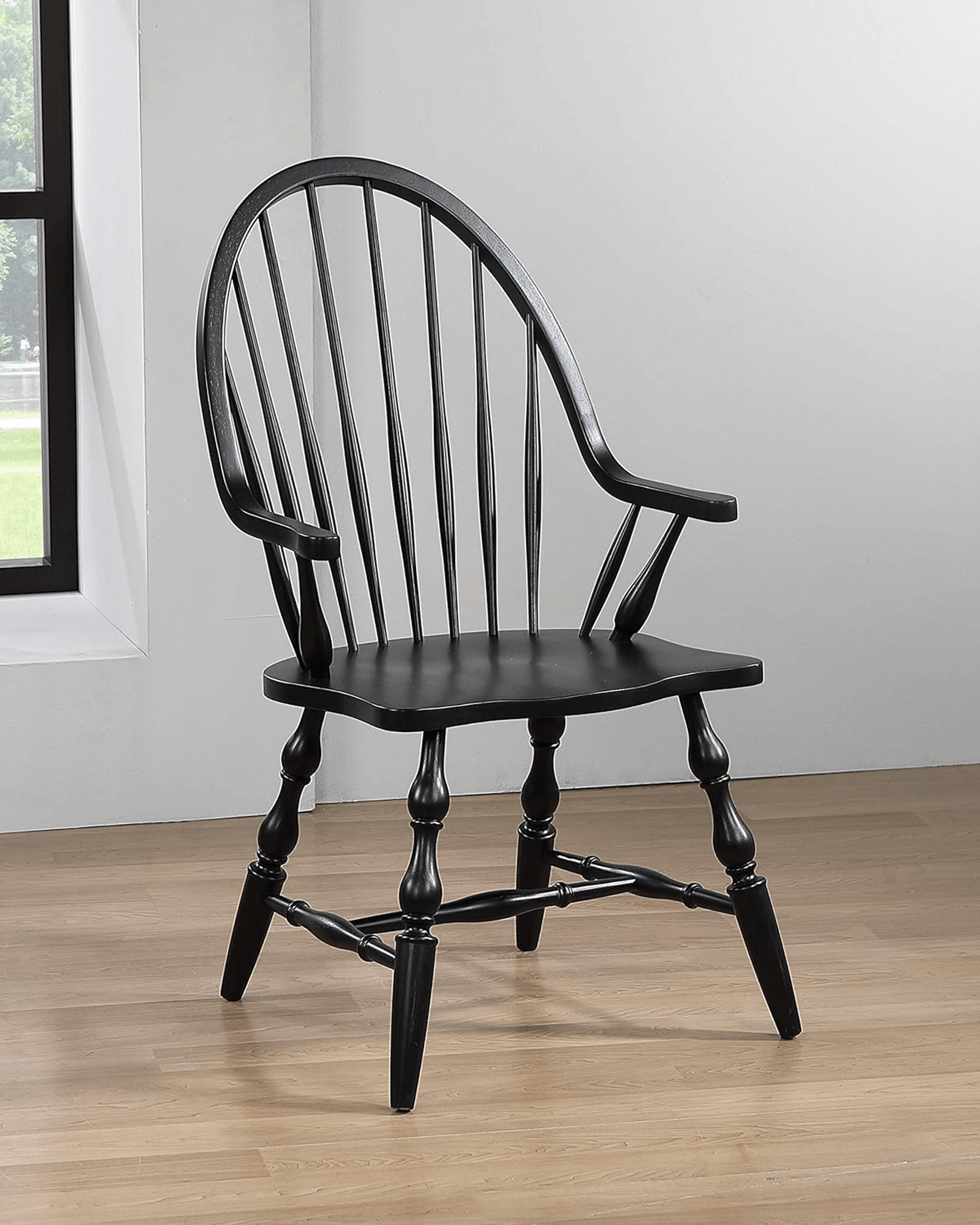 Sunset Trading Windsor Spindleback Dining Armchair In Antique Black Lootquake LLC