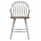 Country Grove 24" Windsor Barstools With Arms In Distressed Gray And Brown - Set Of 2 Lootquake LLC