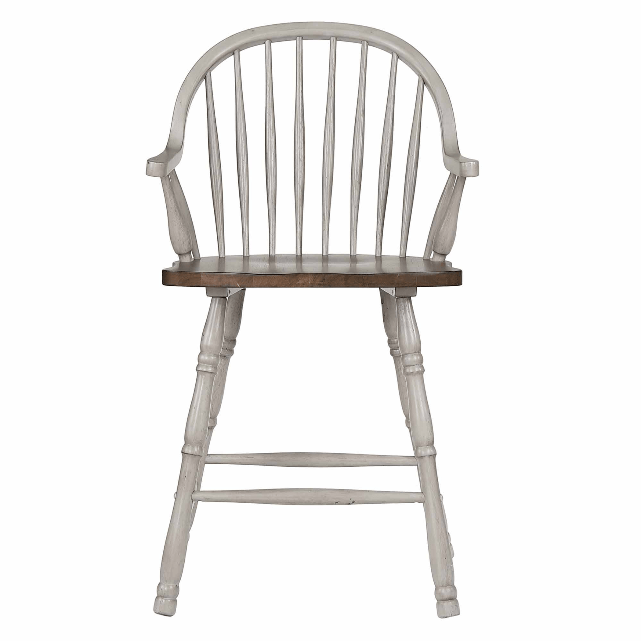 Country Grove 24" Windsor Barstools With Arms In Distressed Gray And Brown - Set Of 2 Lootquake LLC