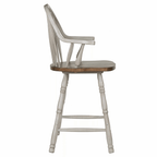 Country Grove 24" Windsor Barstools With Arms In Distressed Gray And Brown - Set Of 2 Lootquake LLC