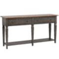 Dakota Console Table With Drawers And Storage Shelf In Distressed Brown And Ash Gray Lootquake LLC