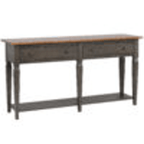 Dakota Console Table With Drawers And Storage Shelf In Distressed Brown And Ash Gray Lootquake LLC