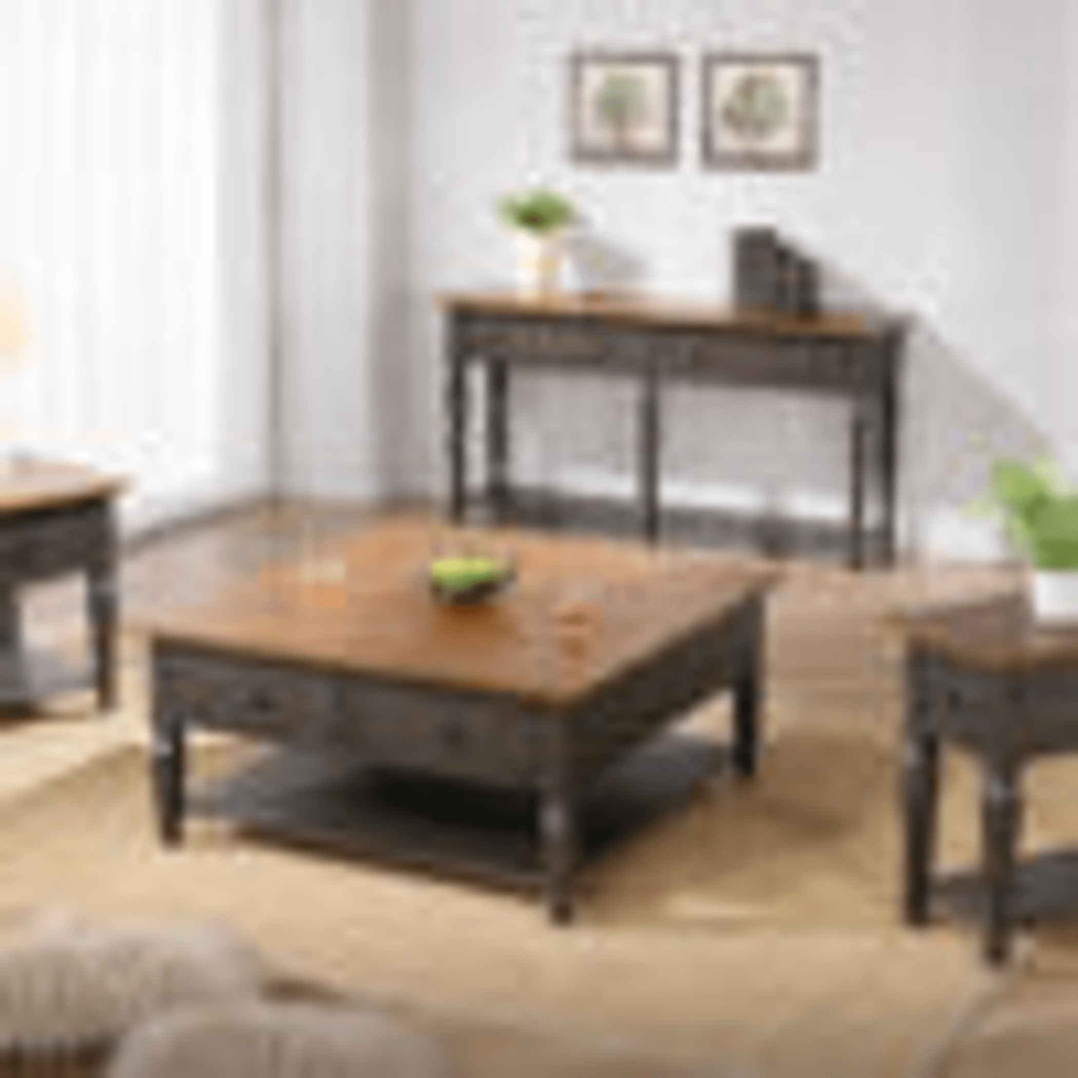 Dakota Console Table With Drawers And Storage Shelf In Distressed Brown And Ash Gray Lootquake LLC