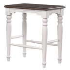 French Chic 24" Backless Barstools - Set Of 2 In Antique White & Walnut Brown Lootquake LLC