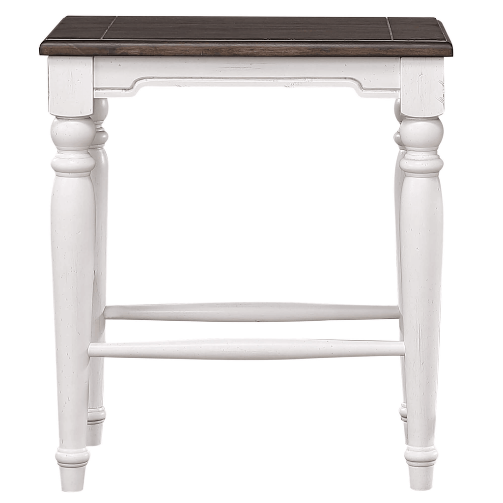 French Chic 24" Backless Barstools - Set Of 2 In Antique White & Walnut Brown Lootquake LLC