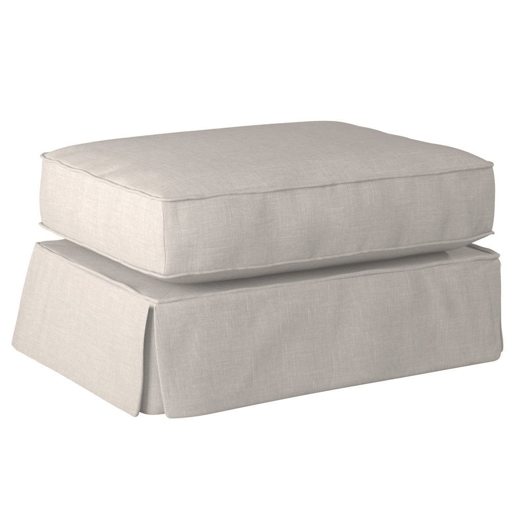 Sunset Trading Americana Light Gray Slipcovered Ottoman