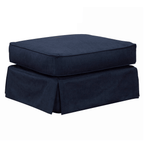 Sunset Trading Americana Navy Blue Box Cushion Slipcovered Ottoman Lootquake LLC