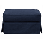 Sunset Trading Americana Navy Blue Box Cushion Slipcovered Ottoman Lootquake LLC