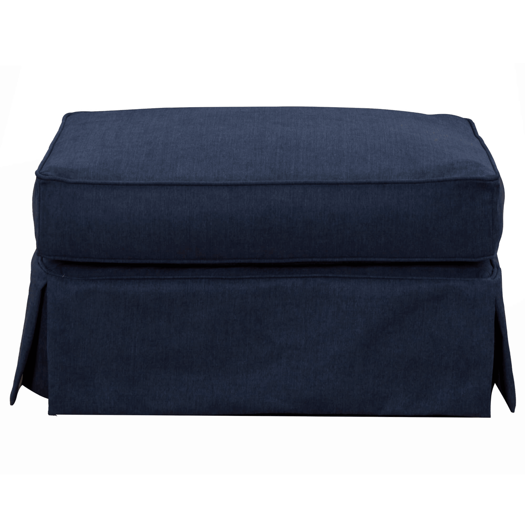 Sunset Trading Americana Navy Blue Box Cushion Slipcovered Ottoman Lootquake LLC