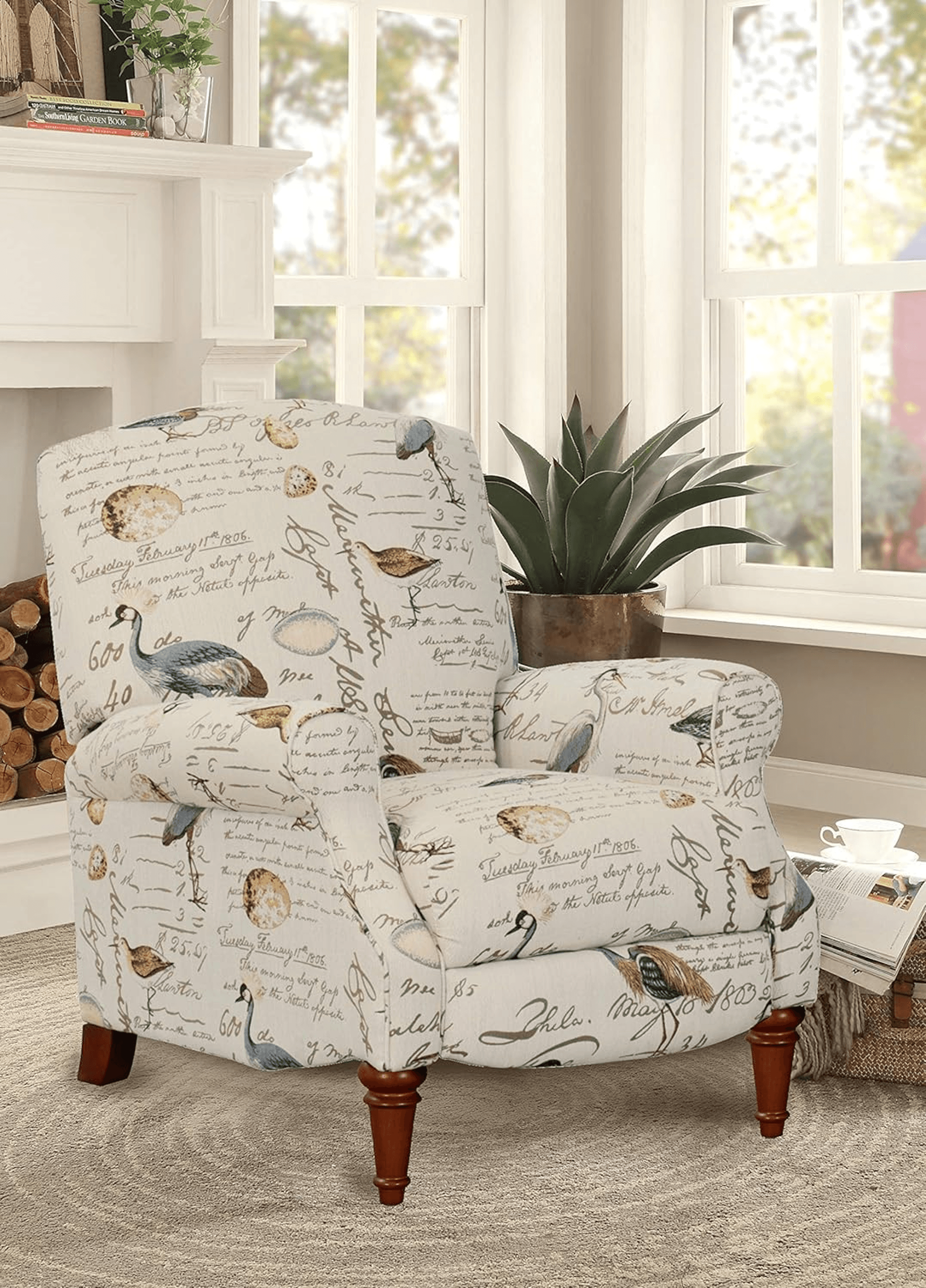 Sunset Trading Aviary Pushback Recliner In Ivory/Brown/Gray Lootquake LLC