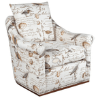 Birdscript Swivel Chair With Nailhead Trim And Rolled Arms Lootquake LLC