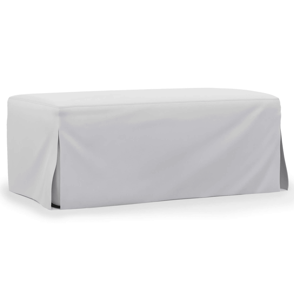 Sunset Trading Newport 44" Wide Slipcovered Ottoman In White – Water-Resistant & Stain-Proof Lootquake LLC