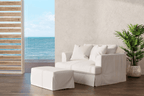 Sunset Trading Newport 44" Wide Slipcovered Ottoman In White – Water-Resistant & Stain-Proof Lootquake LLC