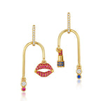 Asymmetric Lipstick Lip Stud Earrings Pi-Mart