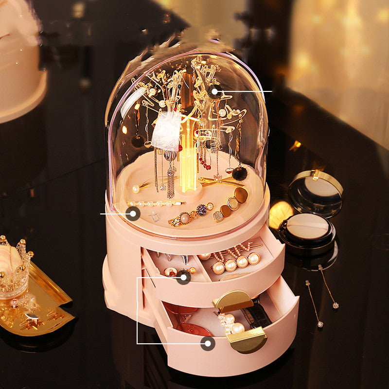 Dustproof rotating jewelry storage box
