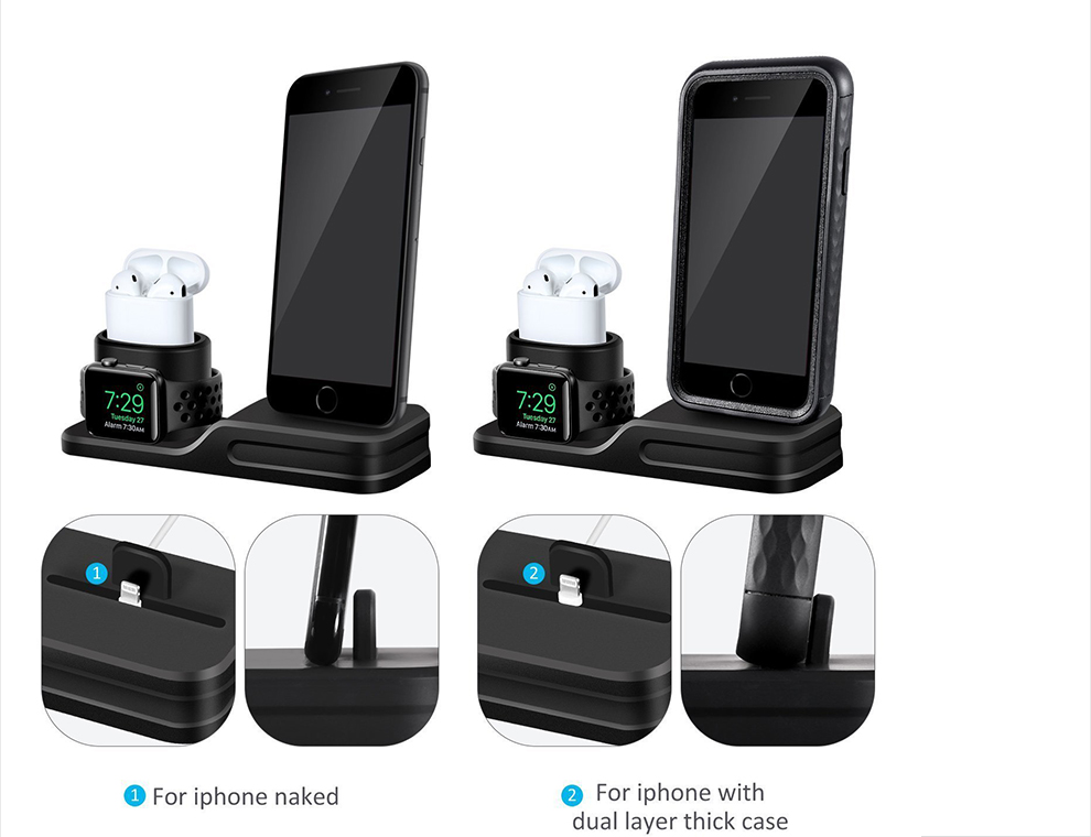 Mobile Phone Watch Headset Three-in-one Charging Stand Base Silicone Iwatch Charging Stand Pi-Mart