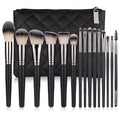15 Makeup Brushes Set Full Set Matte Black Makeup Tools Pi-Mart