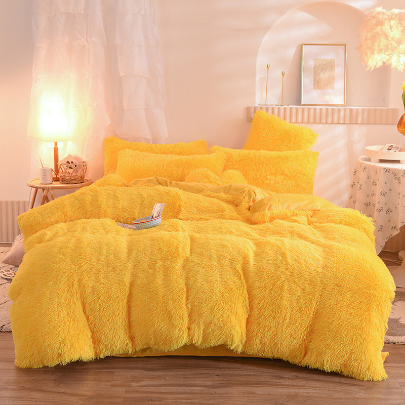 Luxury Thick Fleece Duvet Cover Queen King Winter Warm Bed Quilt Cover Pillowcase Fluffy Plush Shaggy Bedclothes Bedding Set Winter Body Keep Warm Pi-Mart
