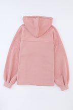Pink Flap Pocket Drawstring Hood Zip Up Jacket Lootquake LLC