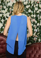Women's Sleeveless Wrap Blouse In Ocean Blue | Femstylo - SJB-DIAMOND ELITES