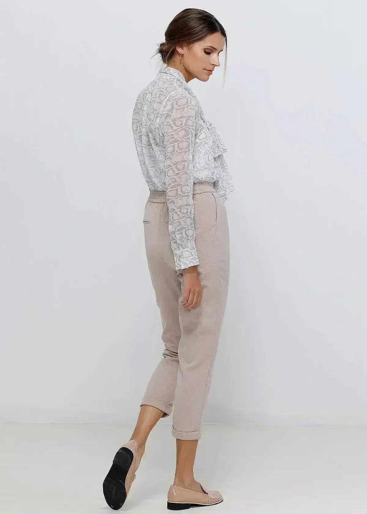 Tie Neck Sheer Blouse In Ivory Silver | FEMSTYLO - SJB-DIAMOND ELITES