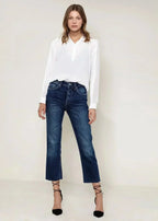 Women's Mandarin Collar Shirt Blouse In Ivory | Femstylo - SJB-DIAMOND ELITES