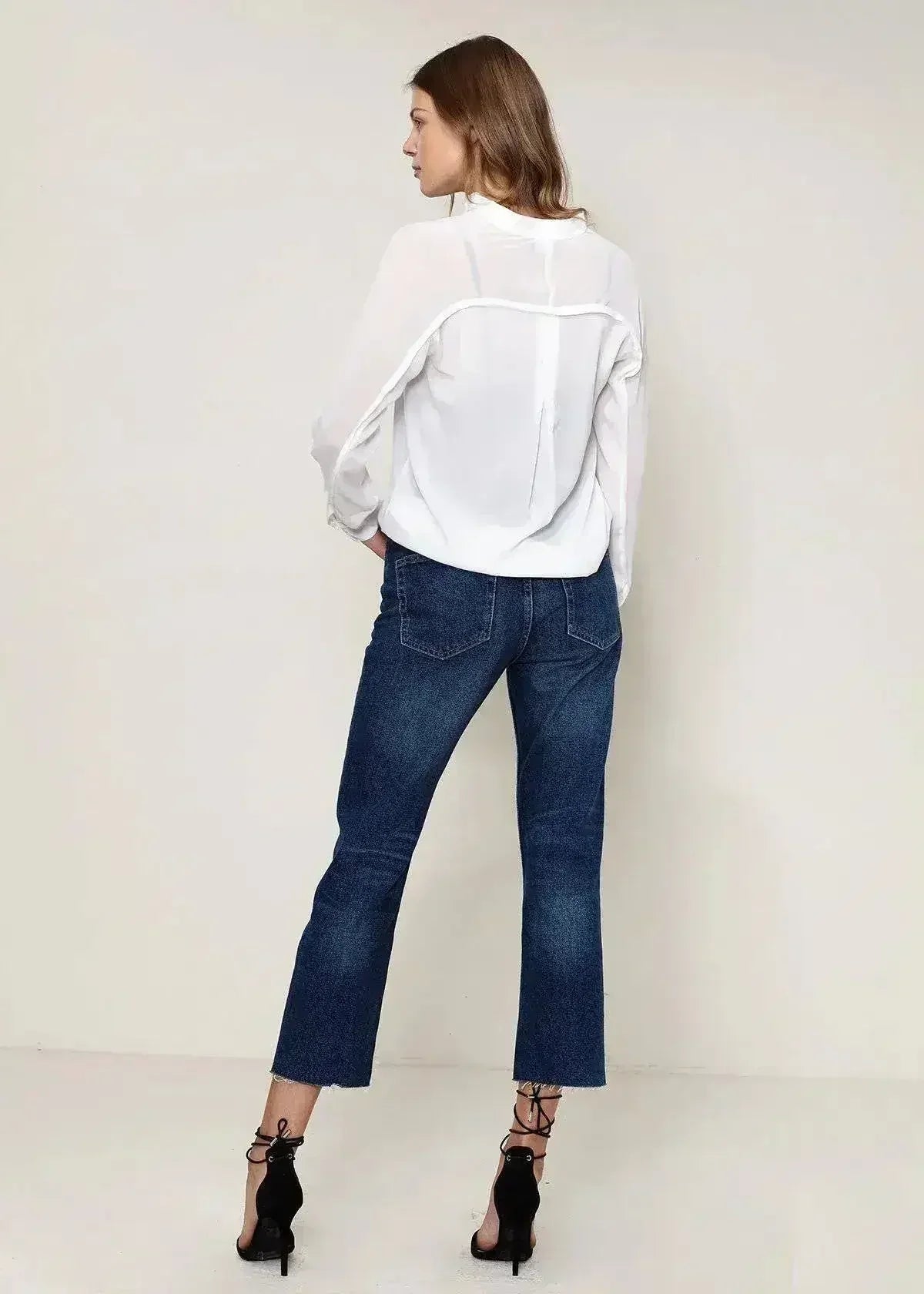 Women's Mandarin Collar Shirt Blouse In Ivory | Femstylo - SJB-DIAMOND ELITES