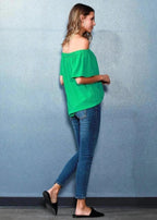 Women's Off Shoulder Top In Green - SJB-DIAMOND ELITES