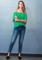 Women's Off Shoulder Top In Green - SJB-DIAMOND ELITES