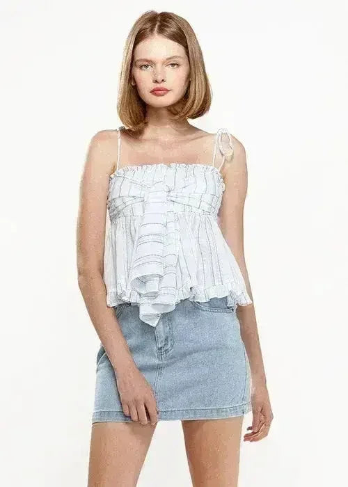 Women's Tie Front Flared Cami Blouse in Oceanstripe | Femstylo - SJB-DIAMOND ELITES