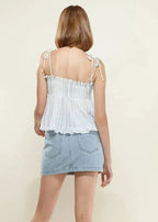 Women's Tie Front Flared Cami Blouse in Oceanstripe | Femstylo - SJB-DIAMOND ELITES