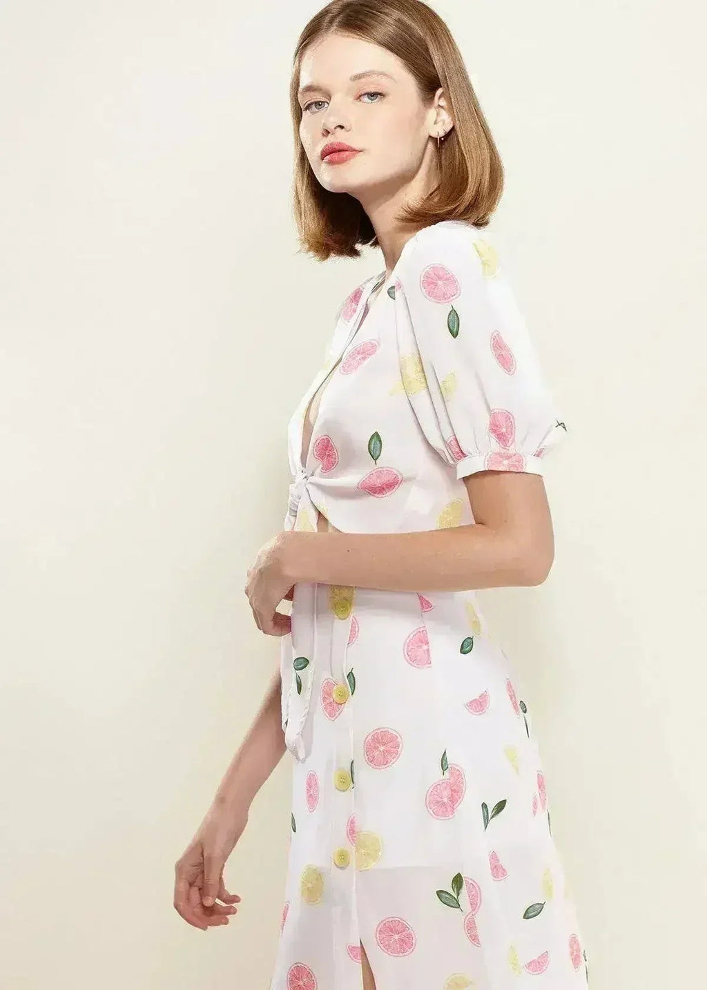 Fruit Punch Tie Hem Open Front Blouse in Fruit Punch | Femstylo - SJB-DIAMOND ELITES
