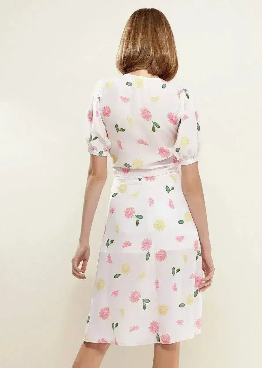Fruit Punch Tie Hem Open Front Blouse in Fruit Punch | Femstylo - SJB-DIAMOND ELITES