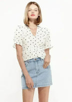 Women's Triangle Print Puff Sleeve Blouse in White triangle | Femstylo - SJB-DIAMOND ELITES