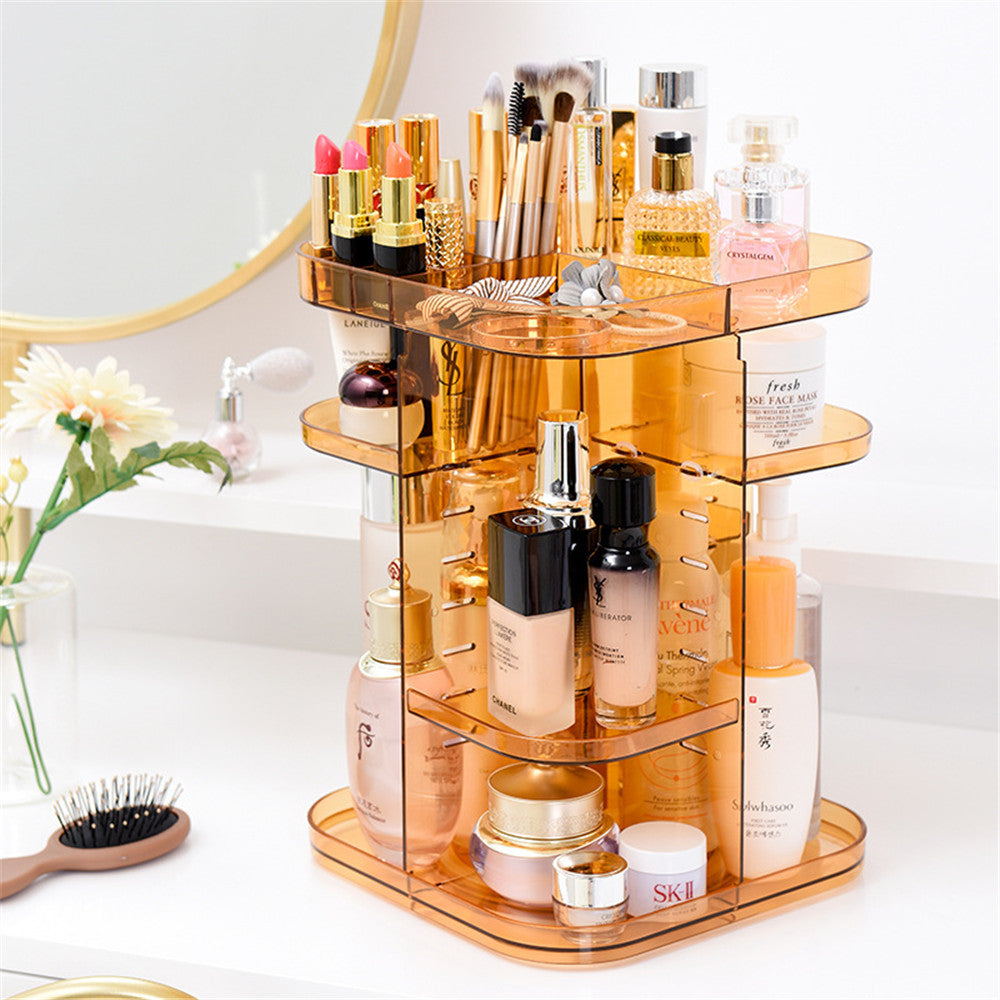 Rotating Acrylic Cosmetic Storage Box Transparent Pi-Mart
