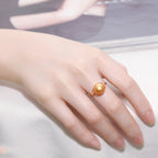 Hope Hainan Ocean Gold Bead Ring 925 Silver