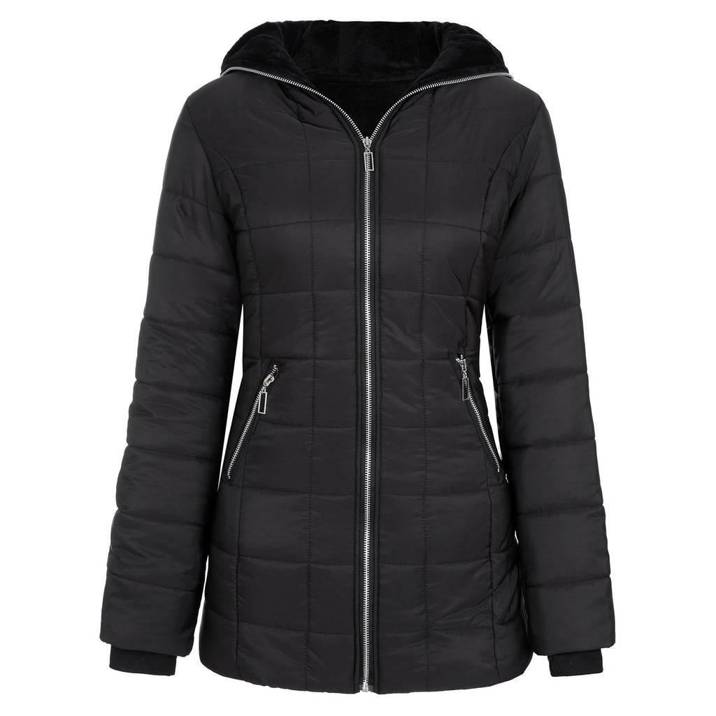 Hooded long-sleeved warm and velvet cotton jacket Pi-Mart