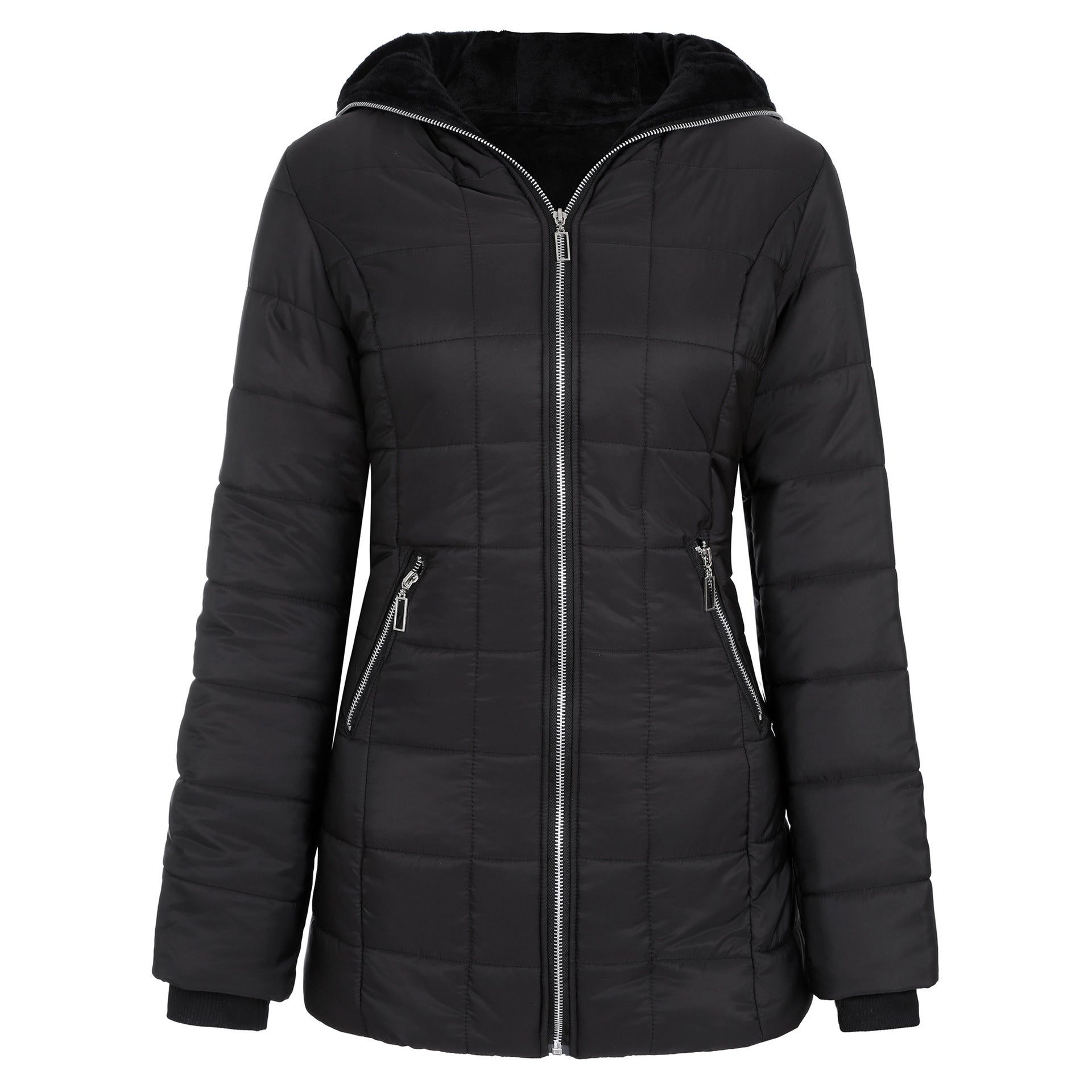 Hooded long-sleeved warm and velvet cotton jacket Pi-Mart