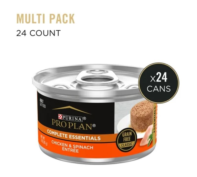 Purina Pro Plan Chicken and Spinach Entree Wet Cat Food, Grain-Free, 3 oz Cans (24 Pack) EasyOptionXY LLC