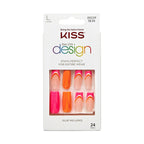 Kiss Salon Design Medium Coffin Glue-on Nails, Glossy Dark Pink, 'we Go Up', 24 Ct. EasyOptionXY LLC