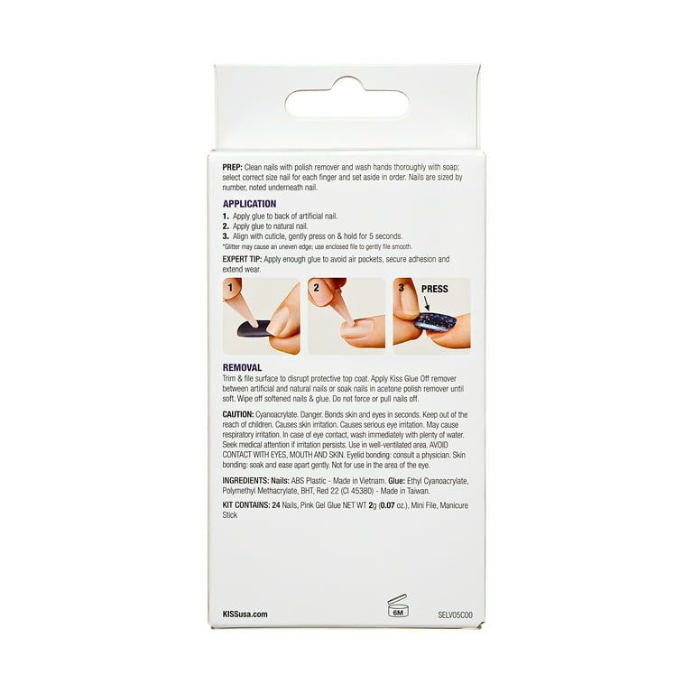 Kiss Salon Design Medium Coffin Glue-on Nails, Glossy Dark Pink, 'we Go Up', 24 Ct. EasyOptionXY LLC